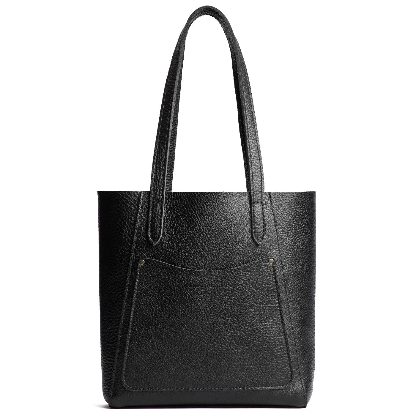 Pebbled--black*Large | Dual shoulder strap tote bag with an exterior pocket