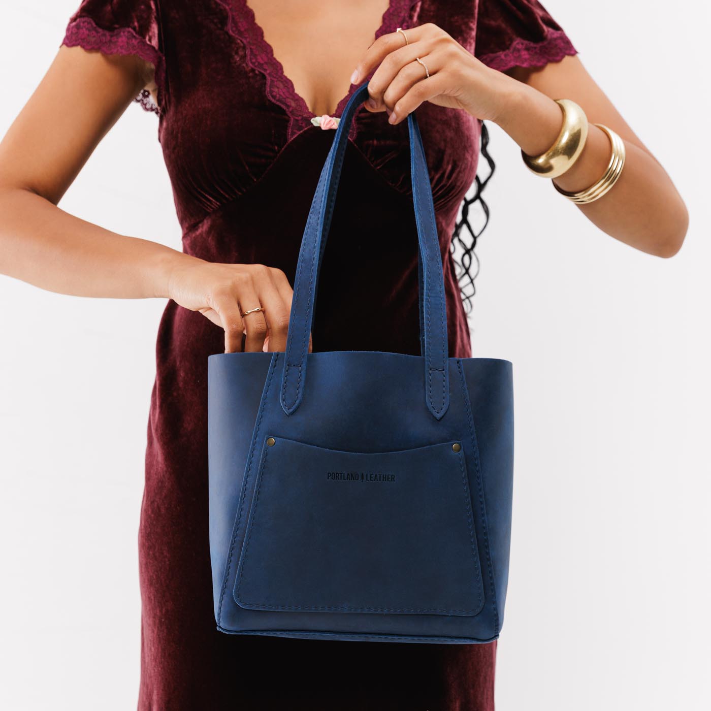 Deep Water*Small | Slim tote bag with dual shoulder straps and interior and exterior pockets