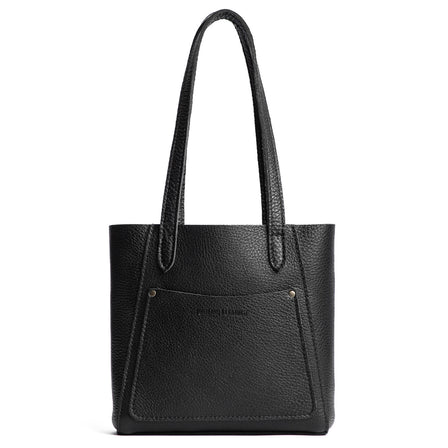 Pebbled--black*Small | Slim tote bag with dual shoulder straps and interior and exterior pockets