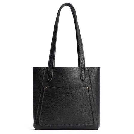 Pebbled--black*Large | Dual shoulder strap tote bag with an exterior pocket