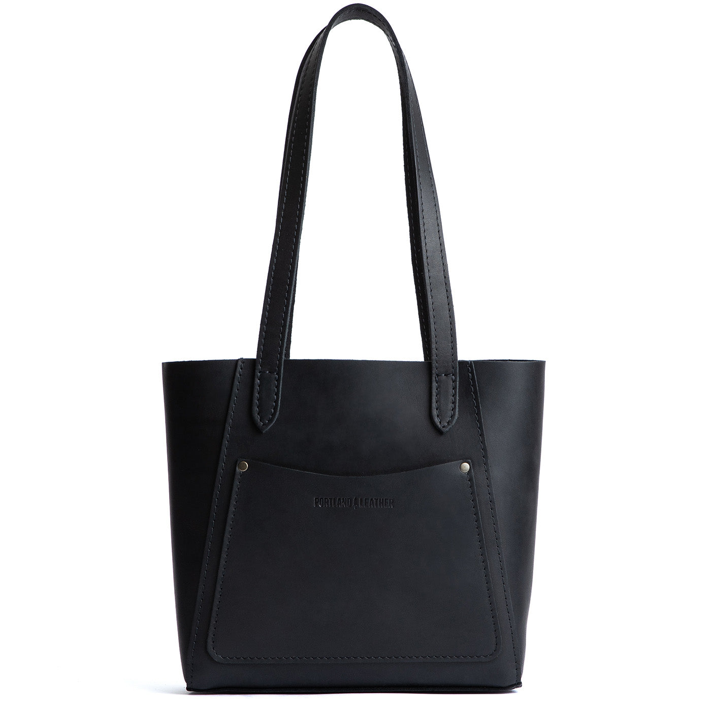 Black Small | Slim tote bag with dual shoulder straps and interior and exterior pockets