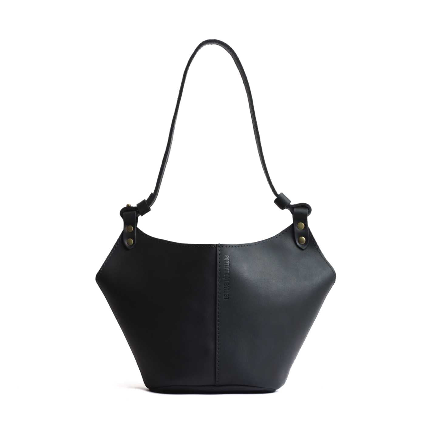 Black*Small | Structured bucket shaped handbag with an adjustable shoulder strap