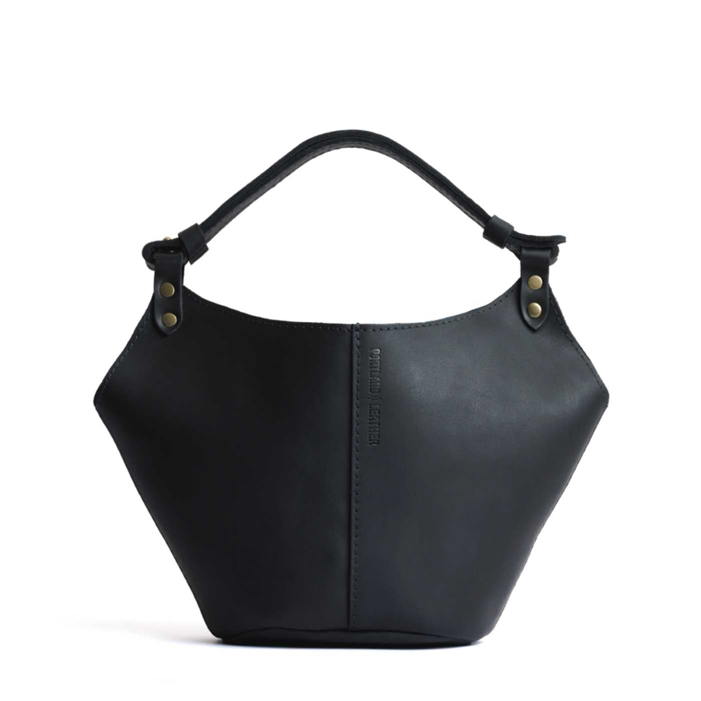 Black*Small | Structured bucket shaped handbag with an adjustable shoulder strap