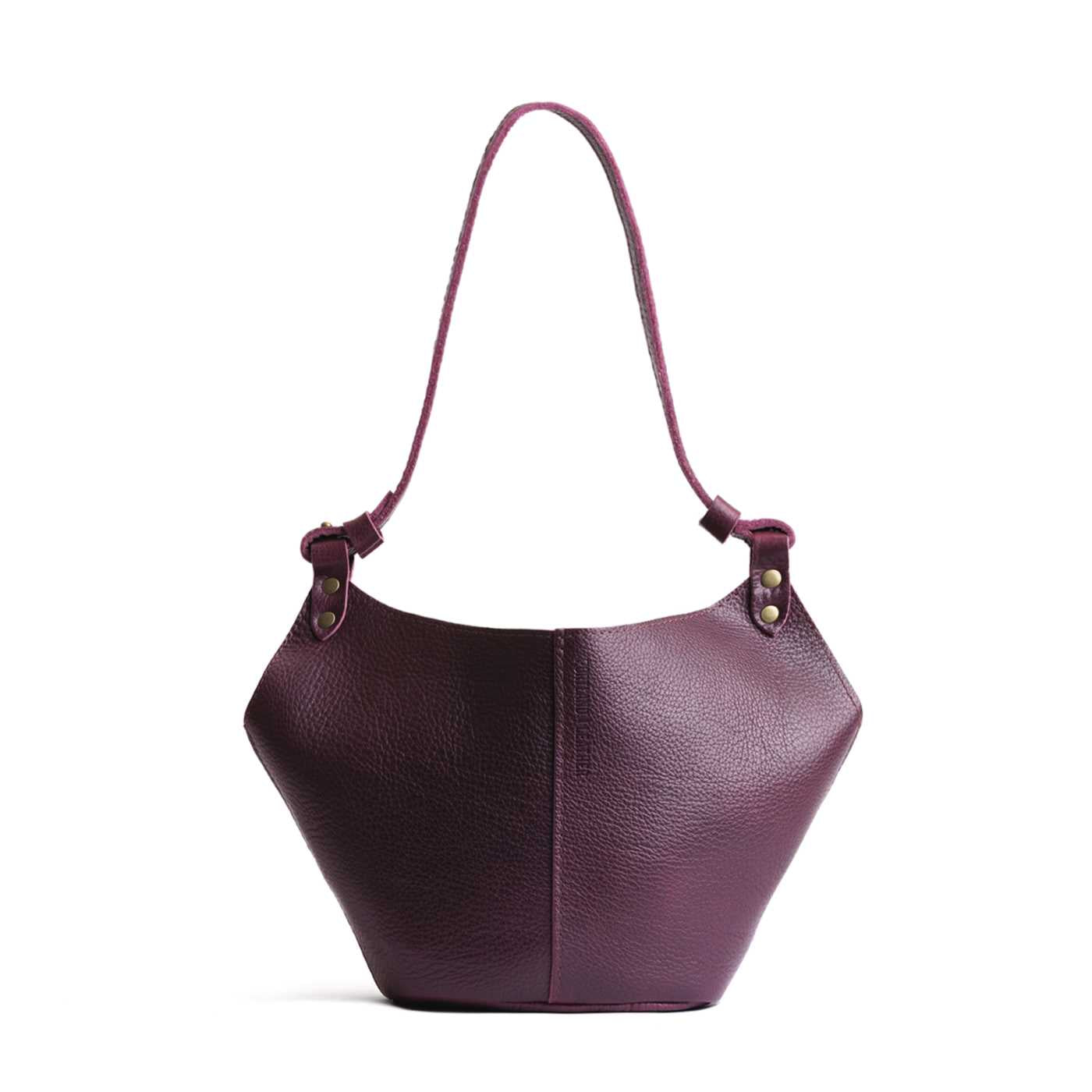 Plum*Small | Structured bucket shaped handbag with an adjustable shoulder strap