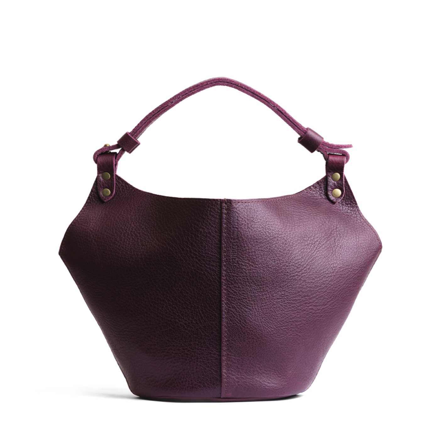 Plum*Small | Structured bucket shaped handbag with an adjustable shoulder strap