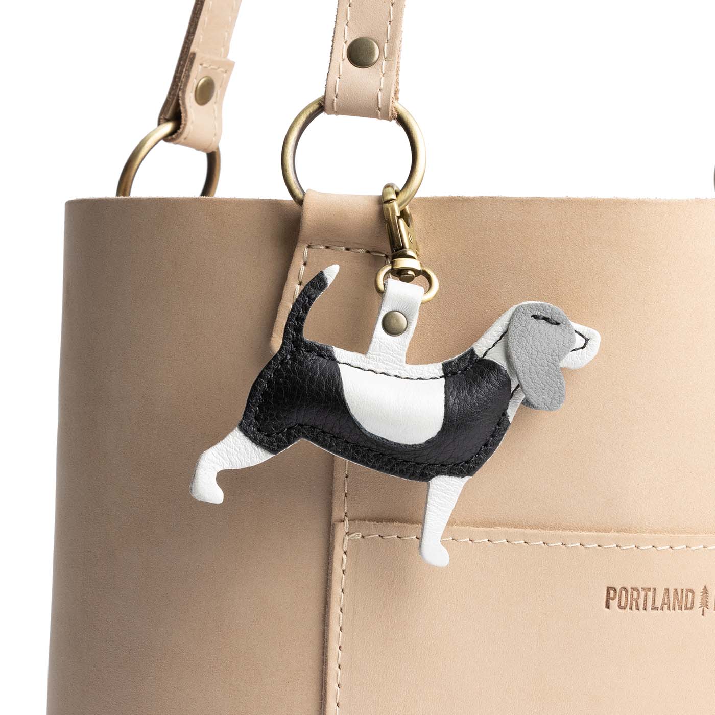 Nimbus | Leather hound dog shaped keychain with metal lobster clasp