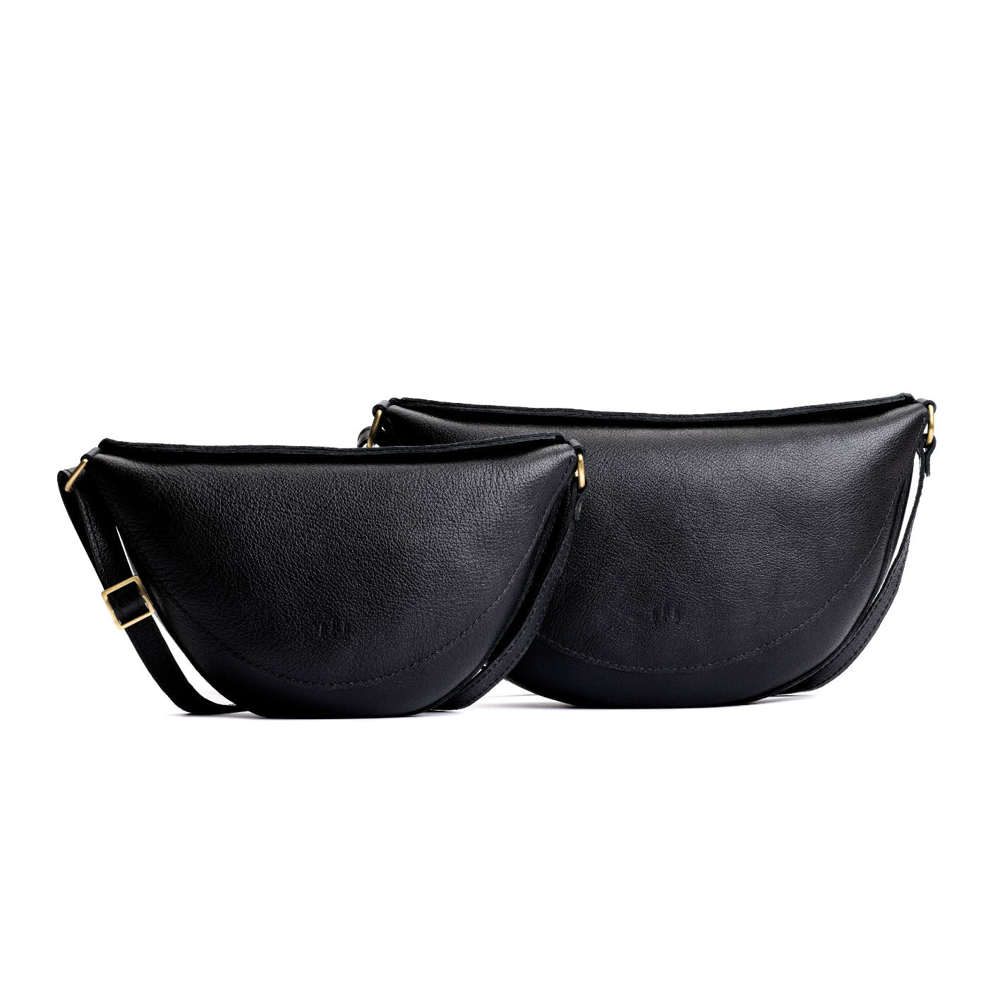 Pebbled--black | Half circle shaped sling bag