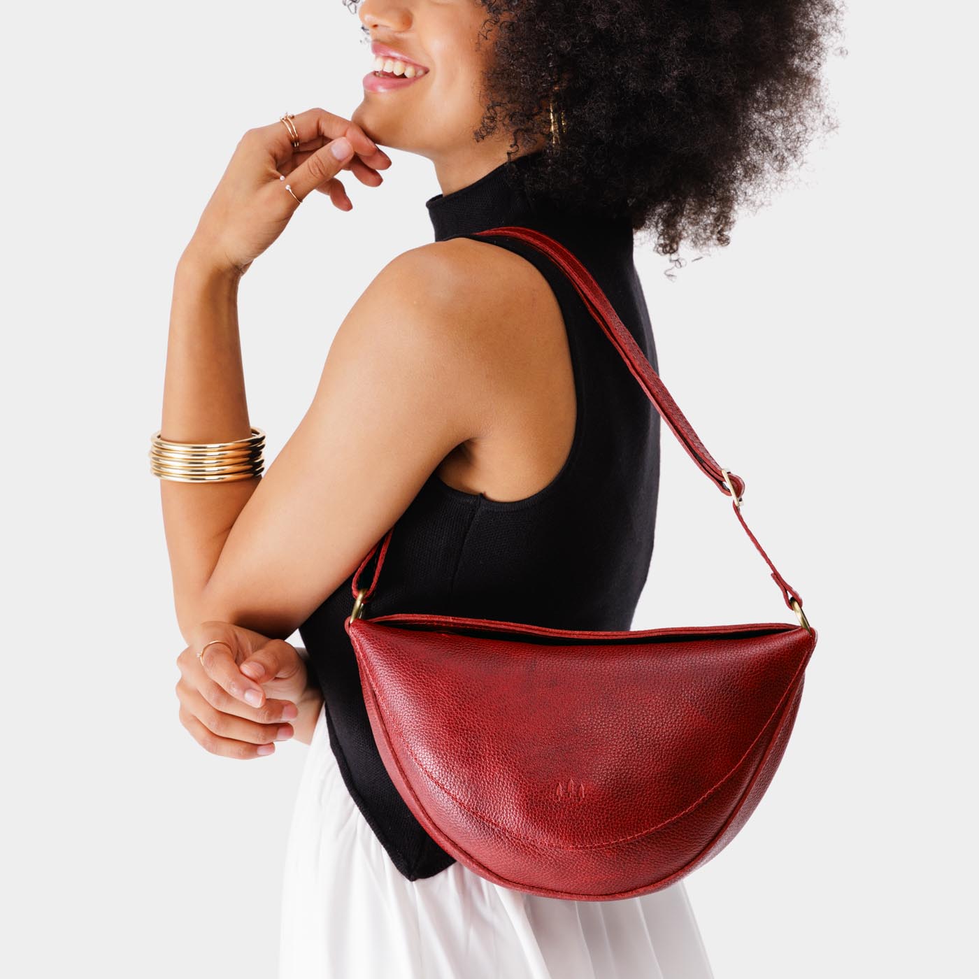 Chili Red Medium | Half circle shaped sling bag