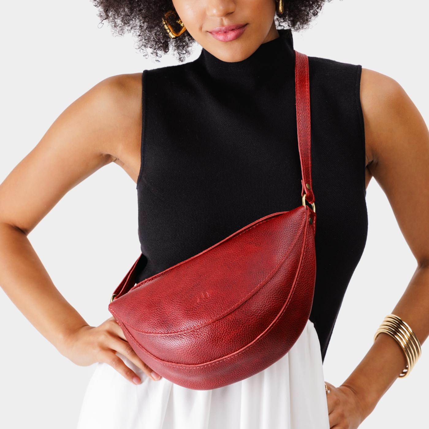 Chili Red*Medium | Half circle shaped sling bag