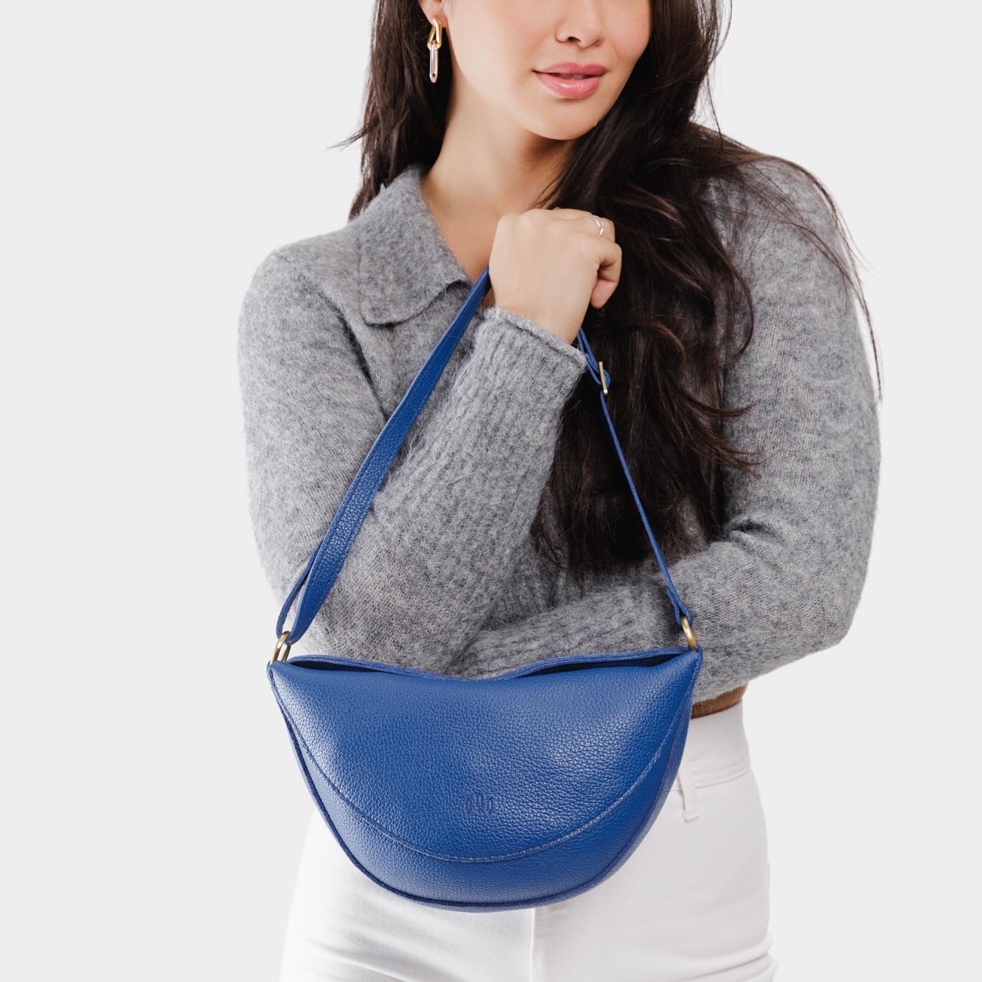 Molino Blue Medium | Half circle shaped sling bag