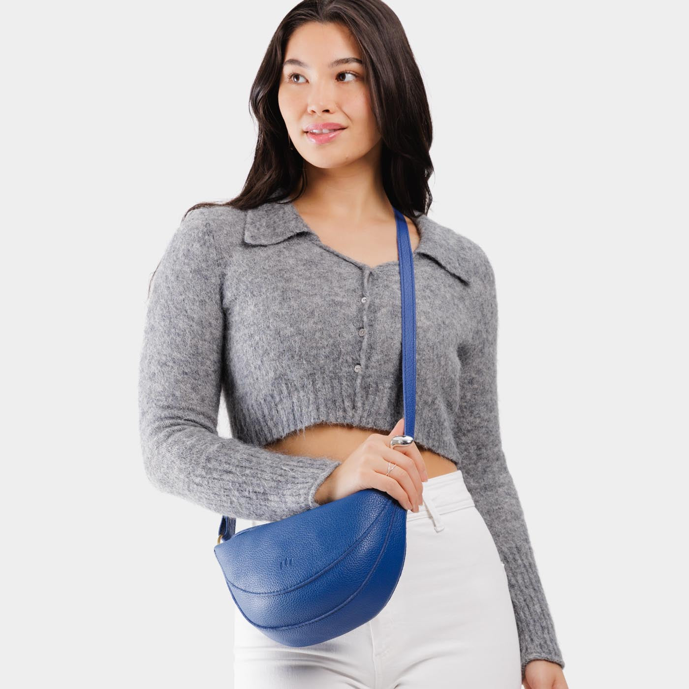 Molino Blue Medium | Half circle shaped sling bag