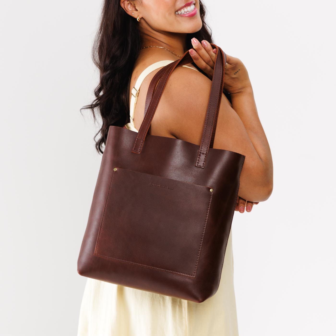 Cognac | Medium Tote with dual shoulder straps and crossbody strap