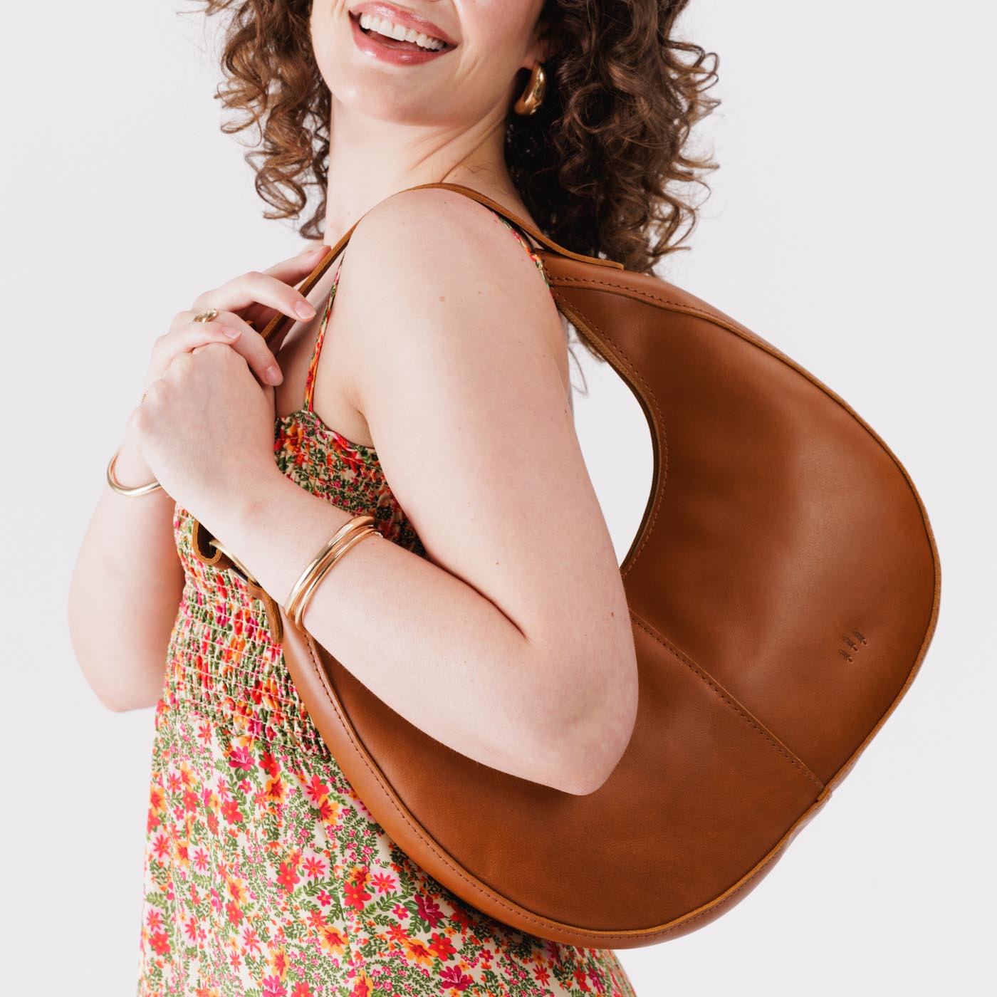 Honey*Large  | Large crescent shaped shoulder bag with zipper closure and adjustable strap