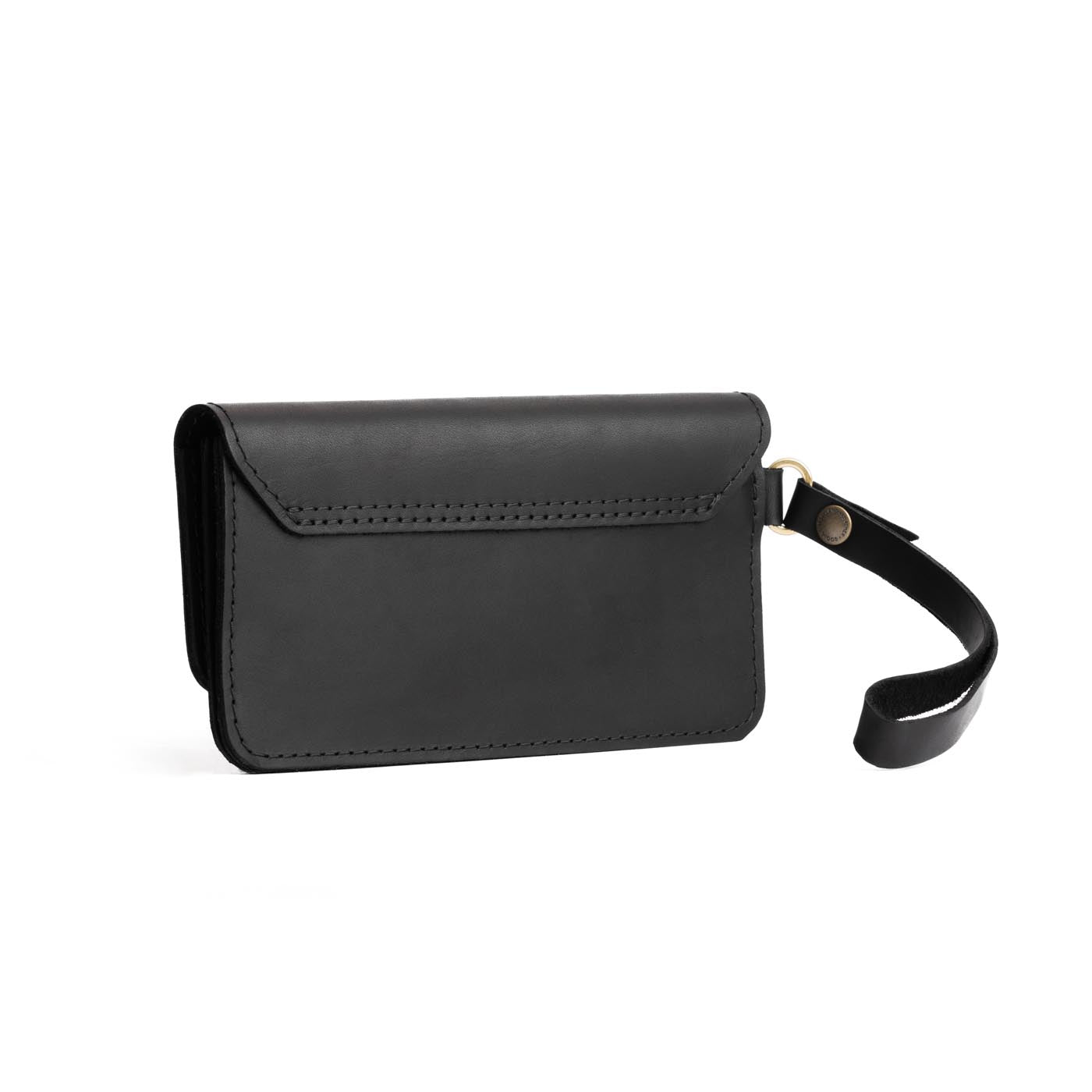 Black | Leather wallet clutch with wristlet and magnetic closure