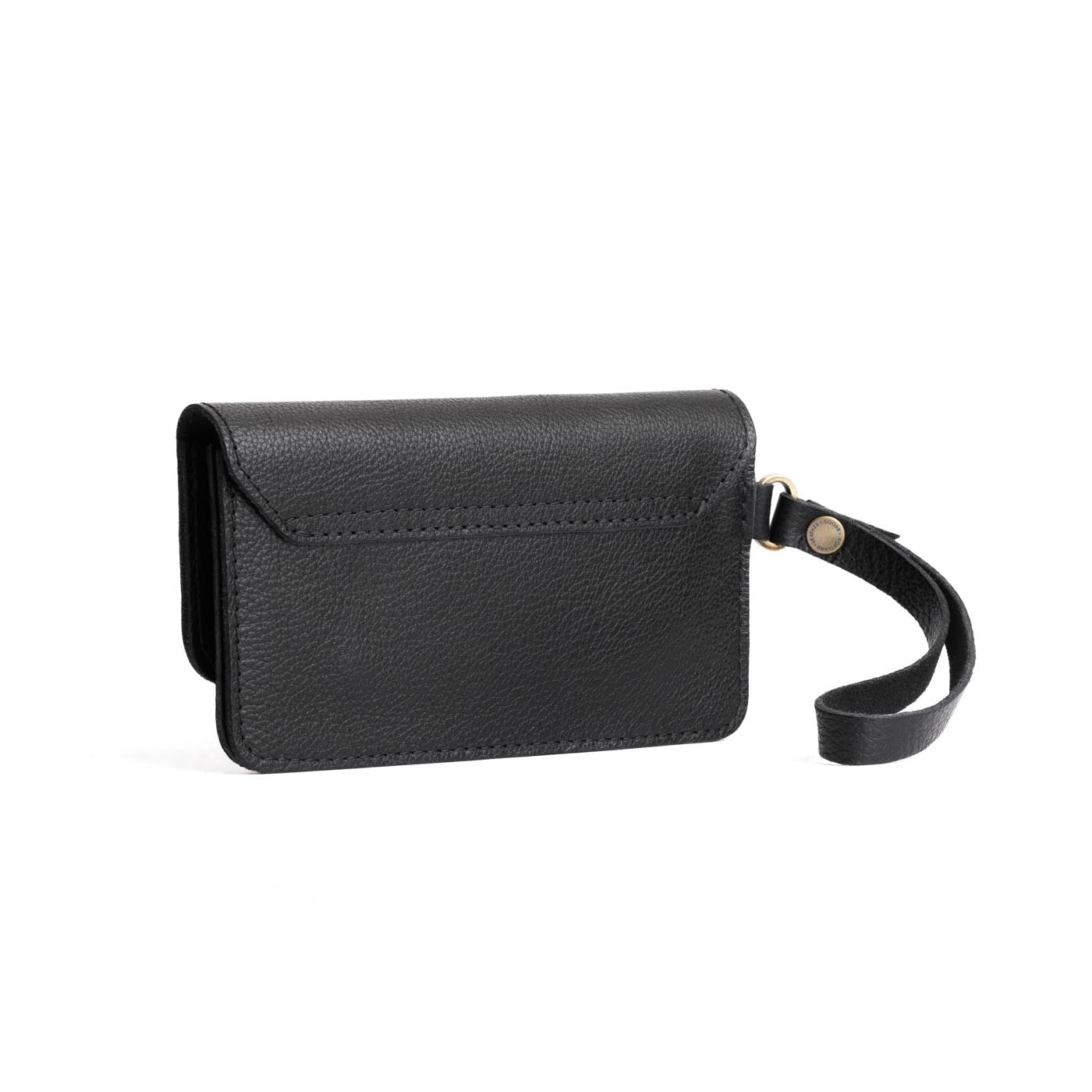 Pebbled--black | Leather wallet clutch with wristlet and magnetic closure