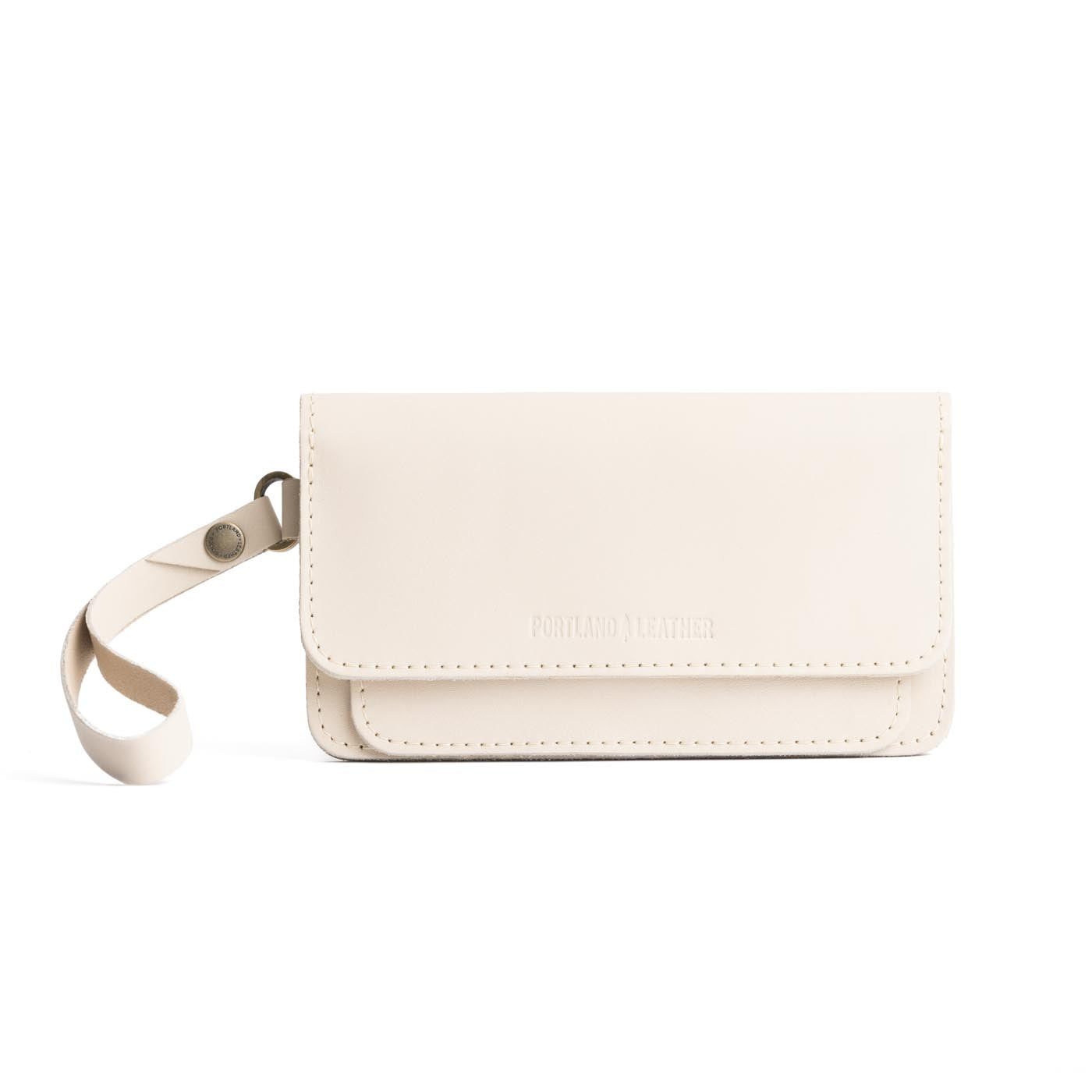 Bone | Leather wallet clutch with wristlet and magnetic closure