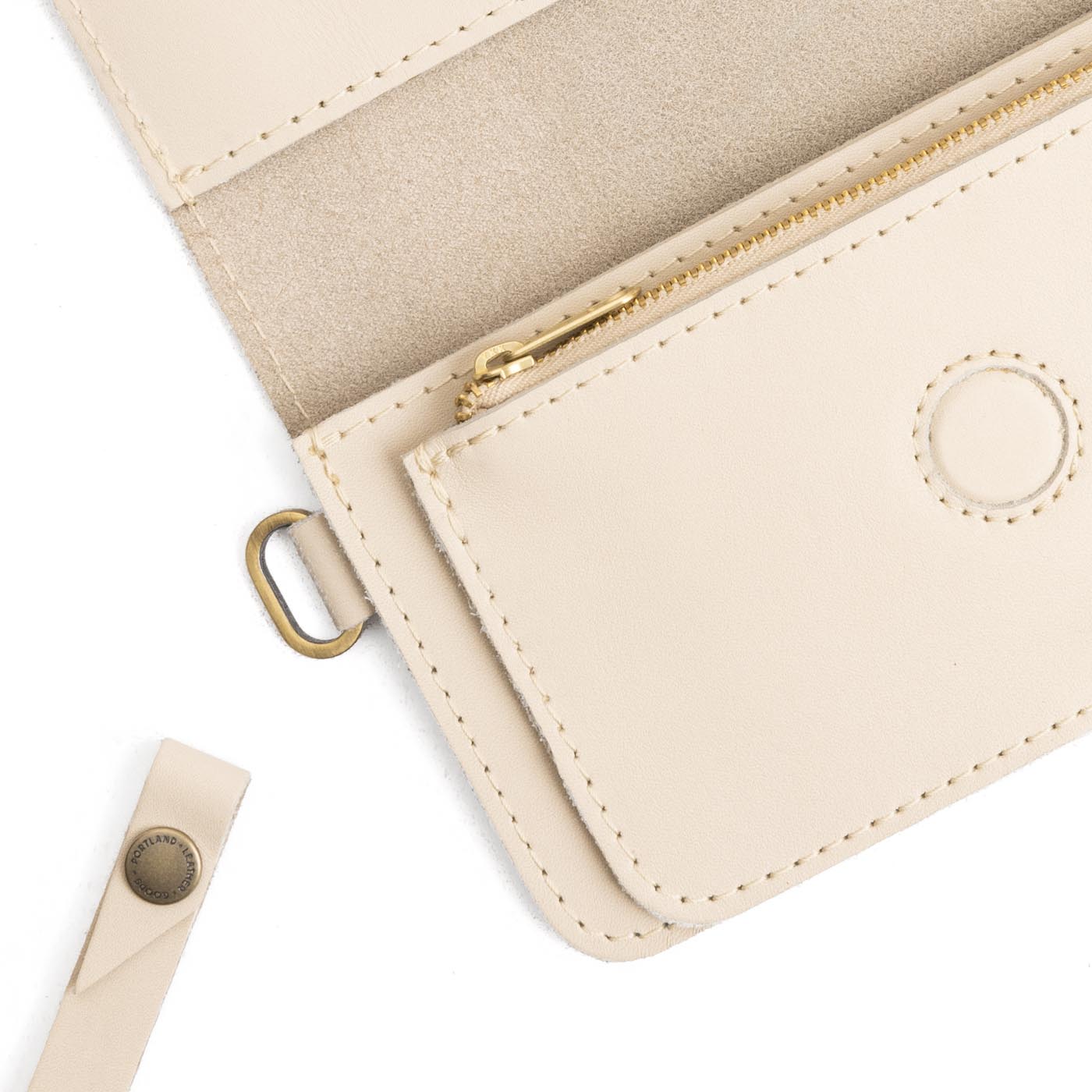 Bone | Leather wallet clutch with wristlet and magnetic closure