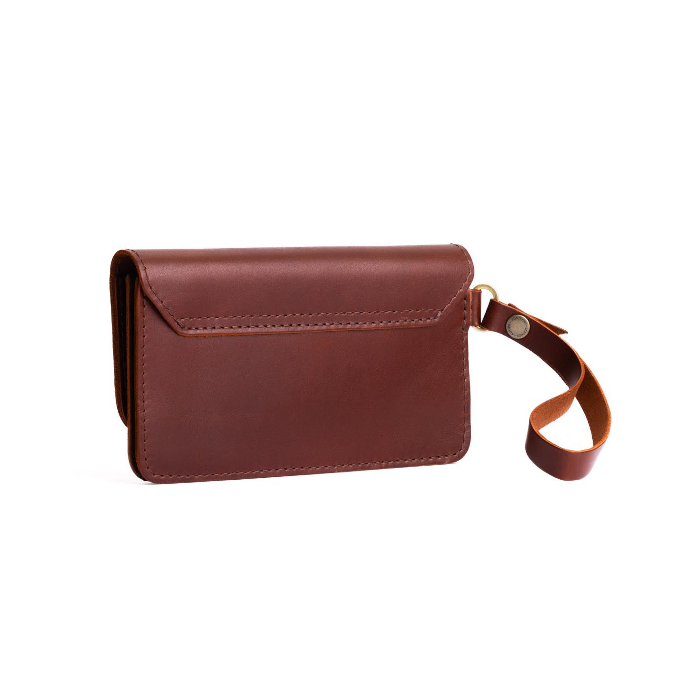 Cognac | Leather wallet clutch with wristlet and magnetic closure