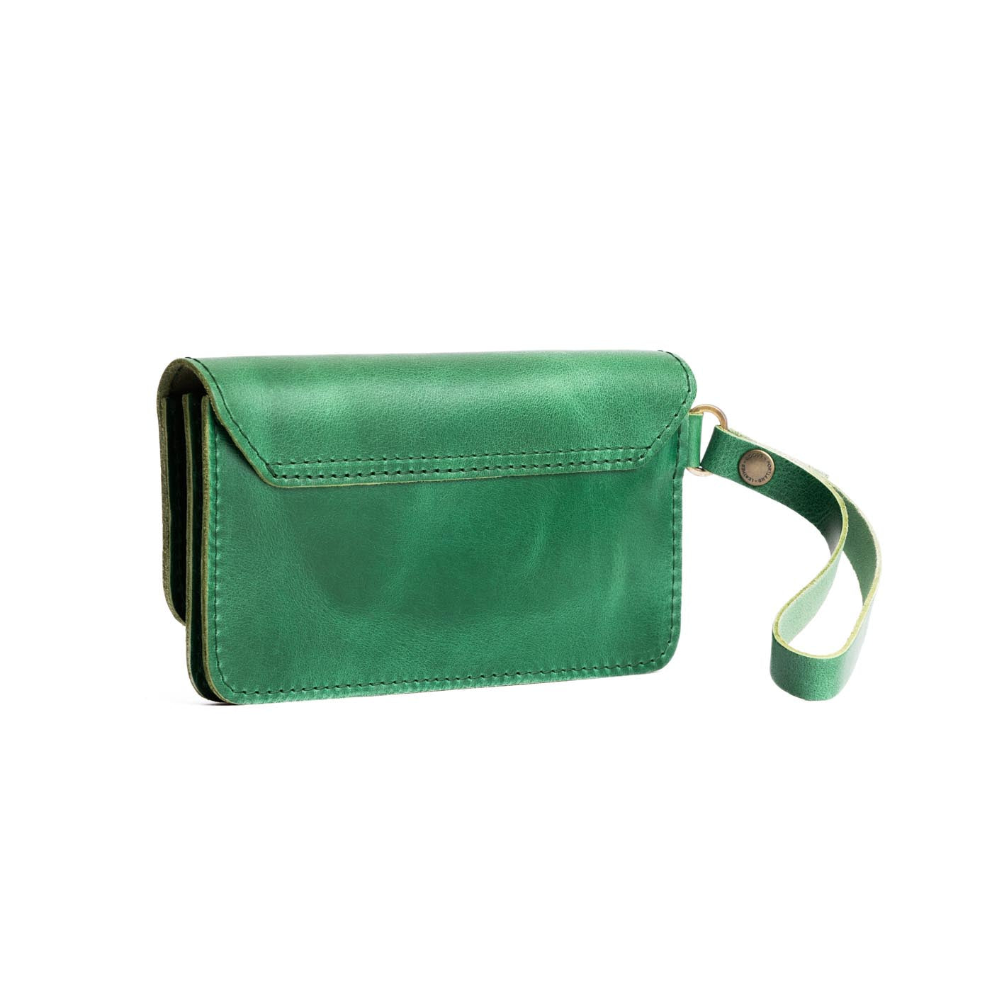 Cowboy Mint | Leather wallet clutch with wristlet and magnetic closure