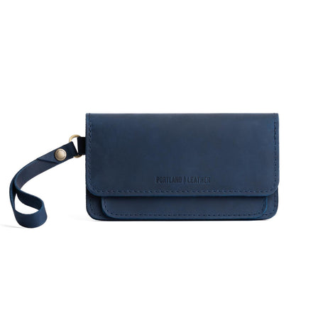 Deep Water | Leather wallet clutch with wristlet and magnetic closure