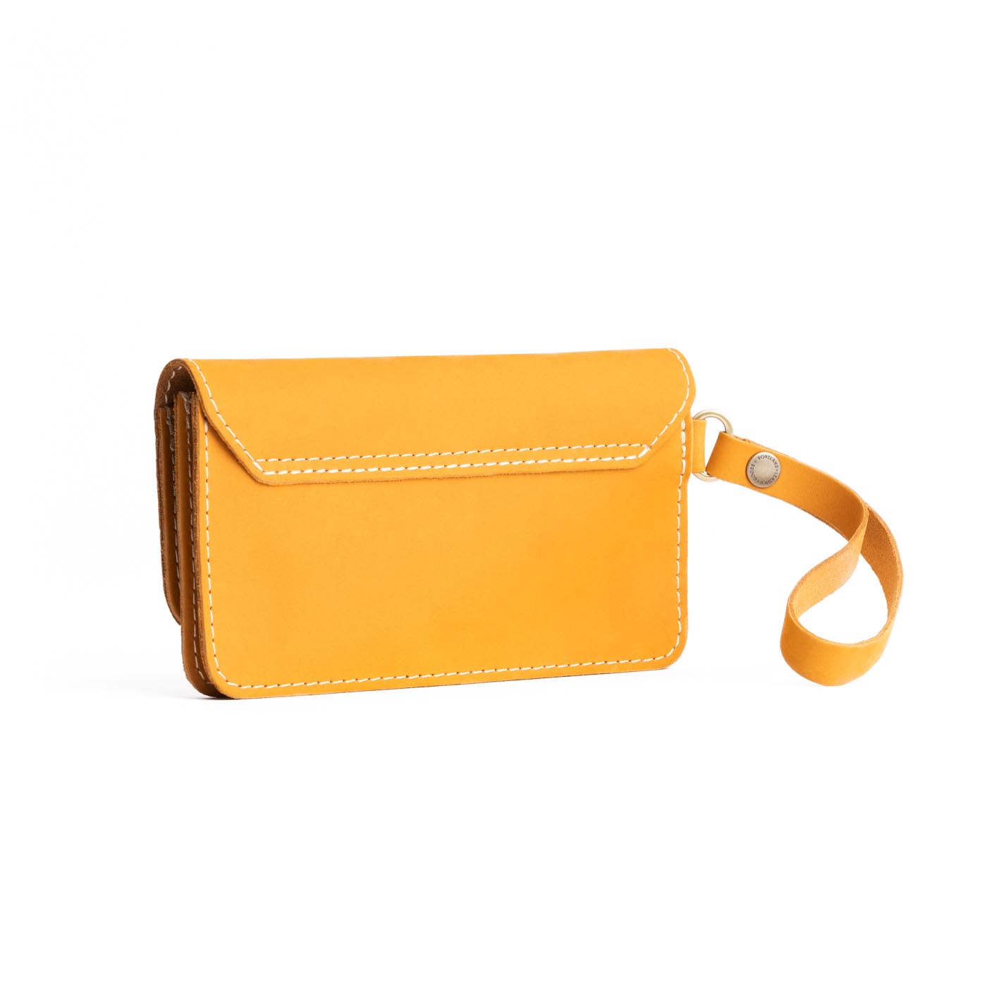 Turmeric | Leather wallet clutch with wristlet and magnetic closure