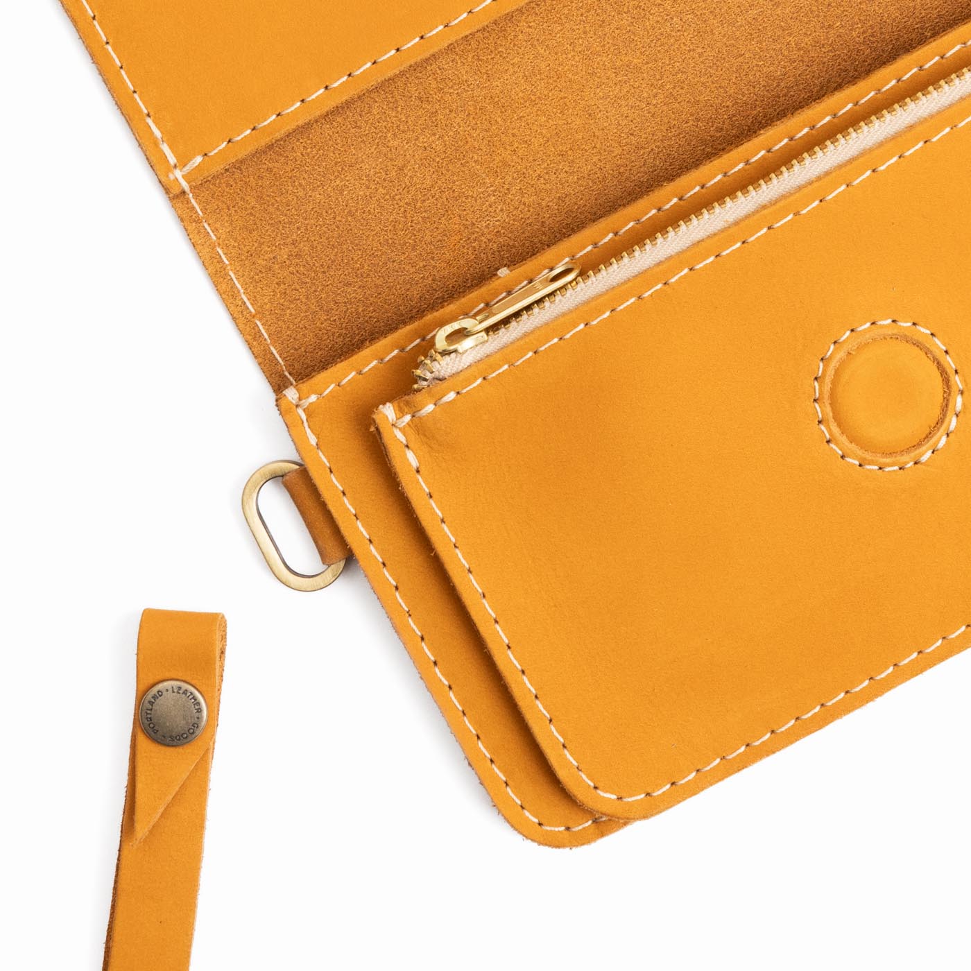 Turmeric | Leather wallet clutch with wristlet and magnetic closure