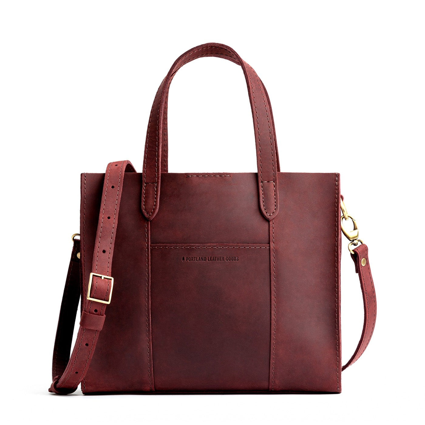 Merlot Classic | Structured mid-size tote bag with overlapping panels and crossbody strap