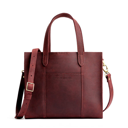 Merlot*Classic | Structured mid-size tote bag with overlapping panels and crossbody strap