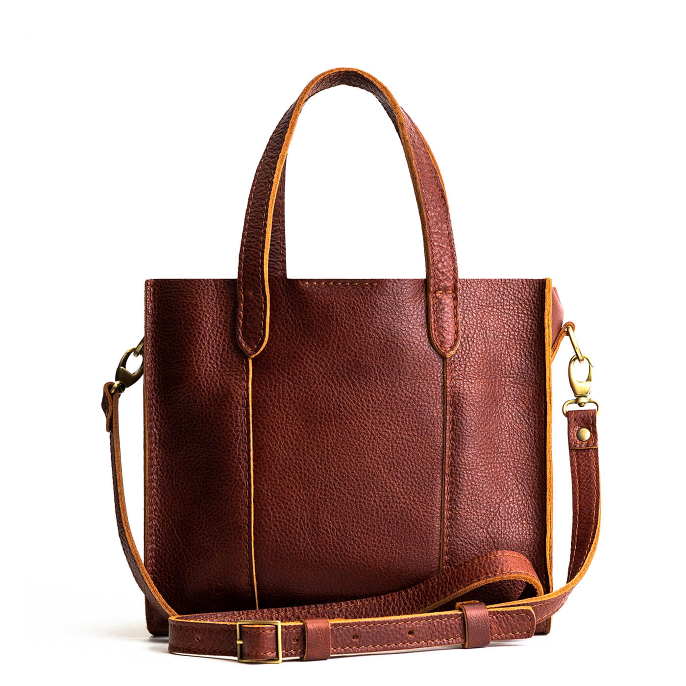 Nutmeg Classic | Structured mid-size tote bag with overlapping panels and crossbody strap