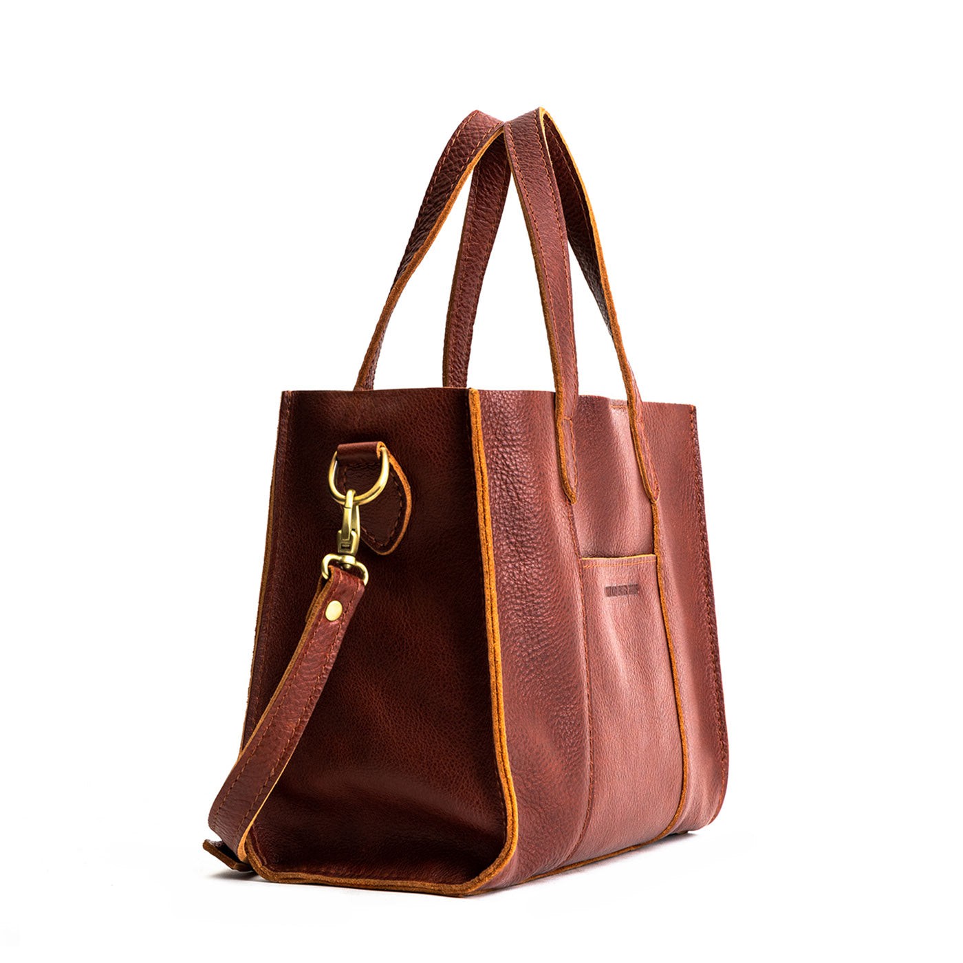 Nutmeg*Classic | Structured mid-size tote bag with overlapping panels and crossbody strap