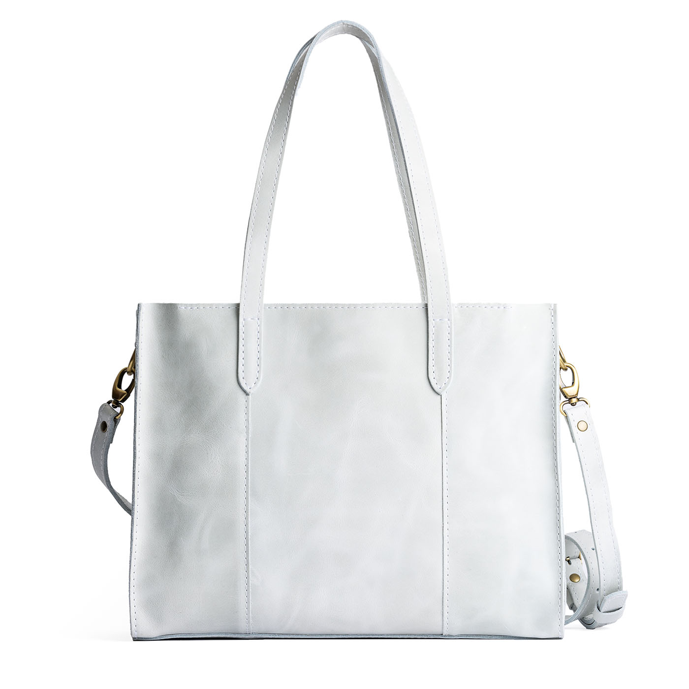 Beluga*East/West | Structured wide tote bag with overlapping panels and crossbody strap