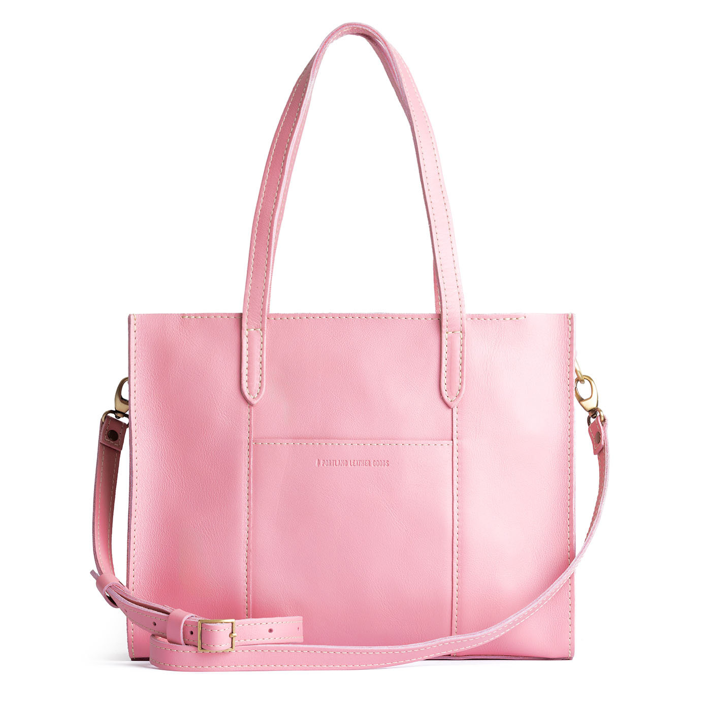 Vintage Pink*East/West | Structured wide tote bag with overlapping panels and crossbody strap