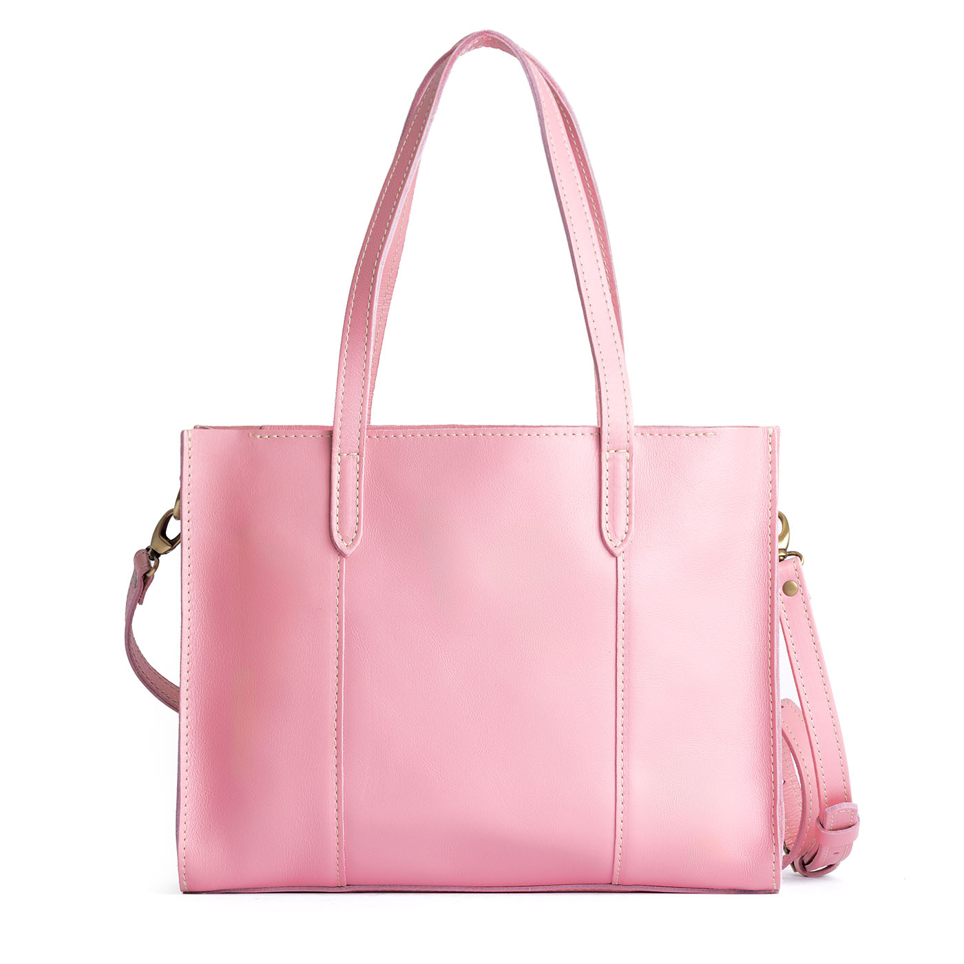 Vintage Pink East/West | Structured wide tote bag with overlapping panels and crossbody strap