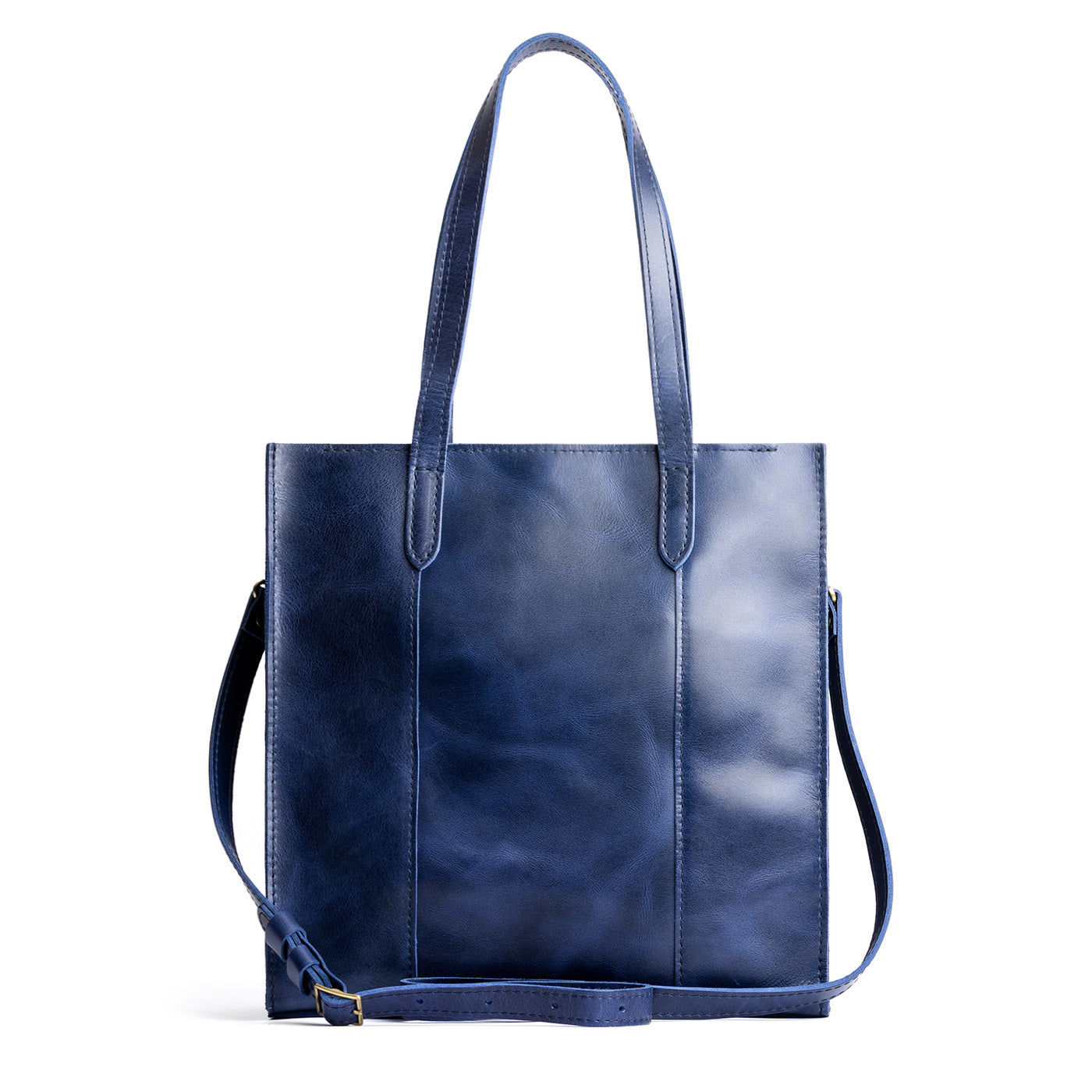 Cowboy Blue*North/South | Structured large tote bag with overlapping panels and crossbody strap