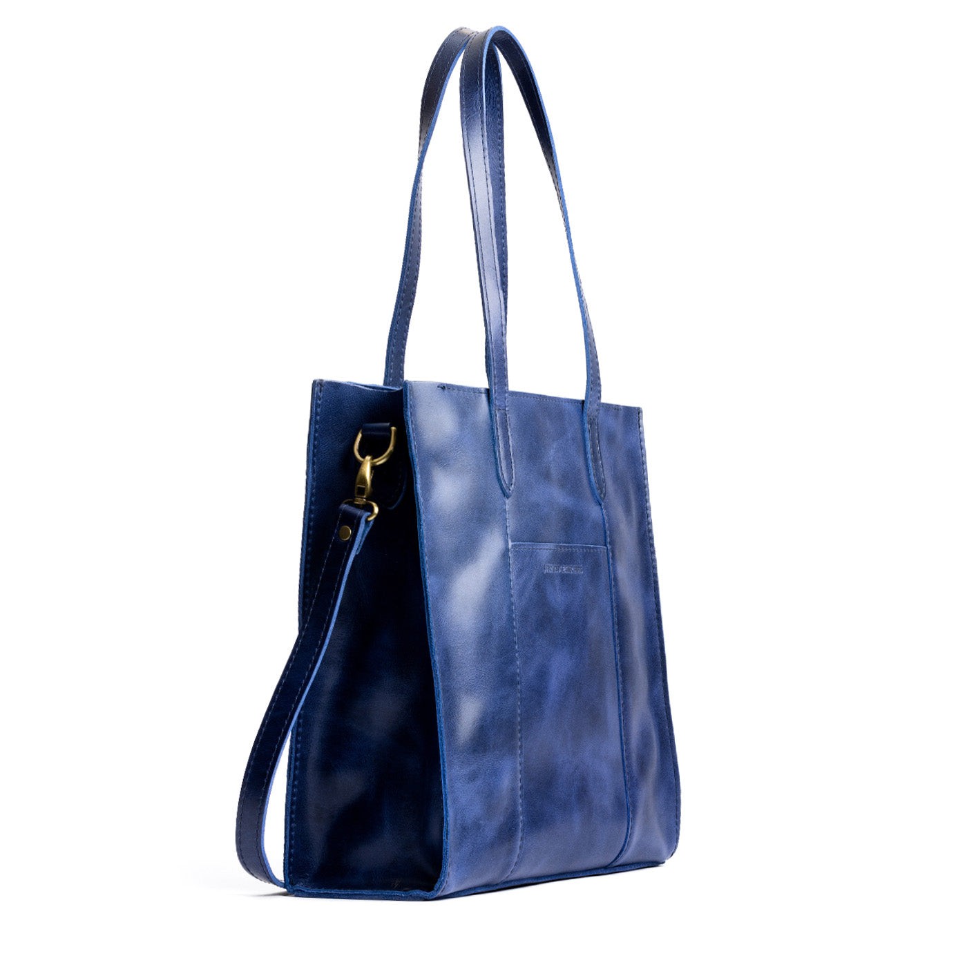 Cowboy Blue*North/South | Structured large tote bag with overlapping panels and crossbody strap