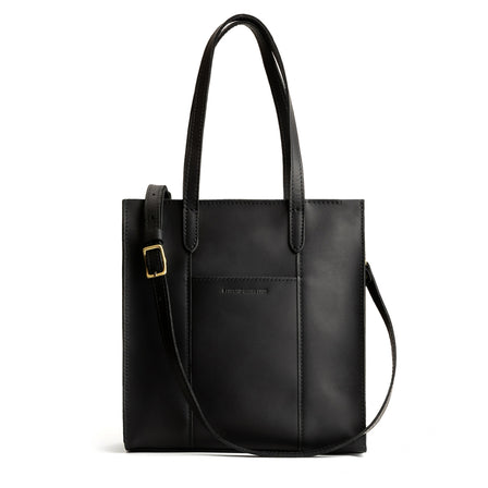  Black*North/South | Structured large tote bag with overlapping panels and crossbody strap