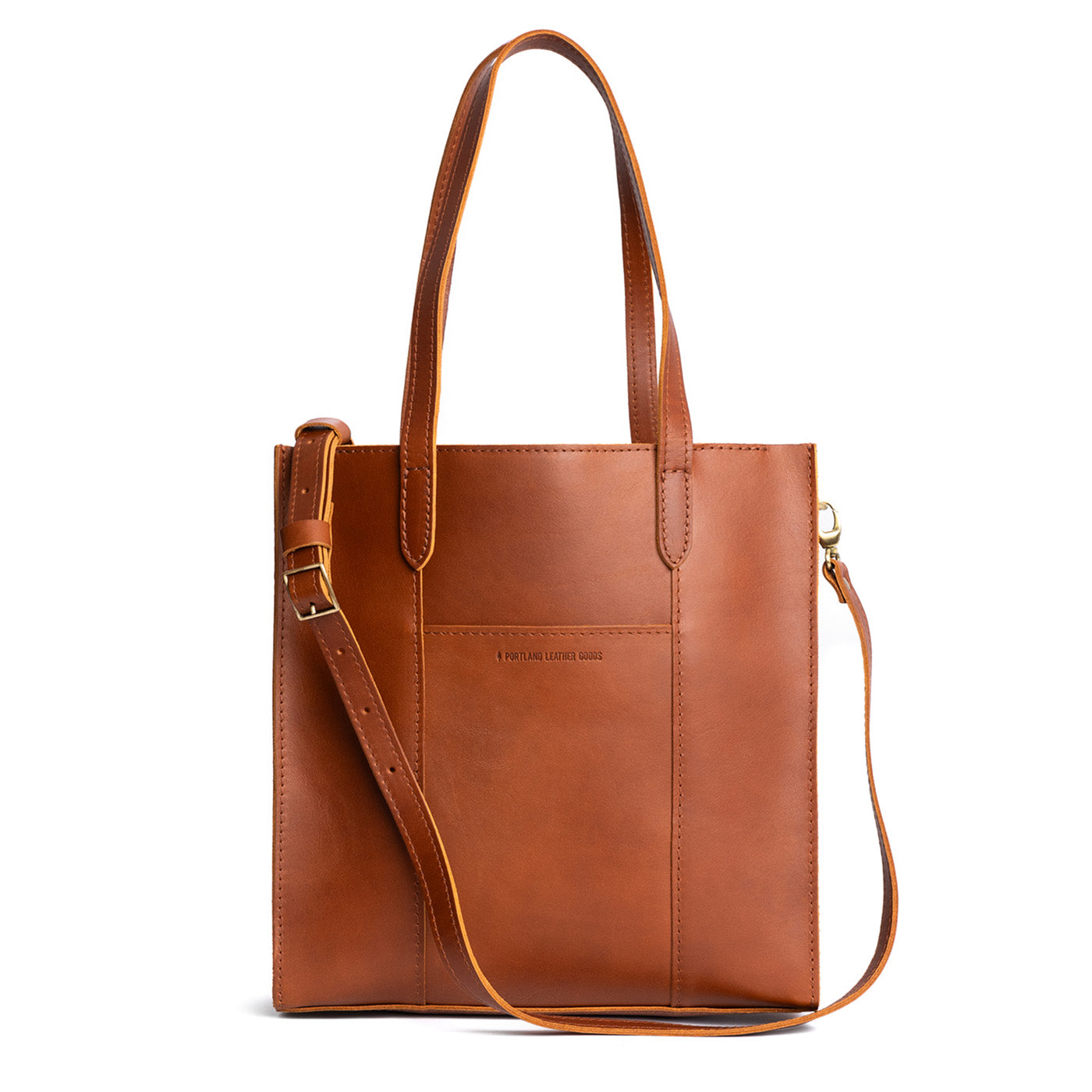  Honey North/South | Structured large tote bag with overlapping panels and crossbody strap