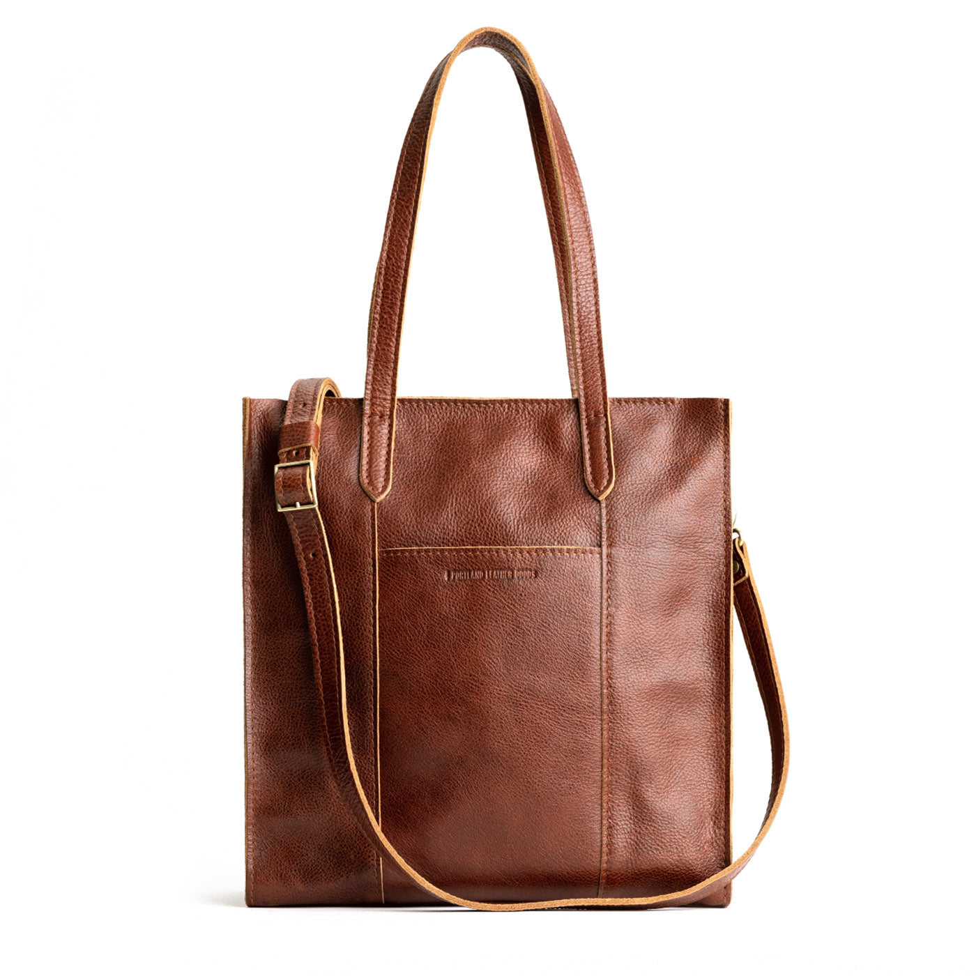  Nutmeg North/South | Structured large tote bag with overlapping panels and crossbody strap