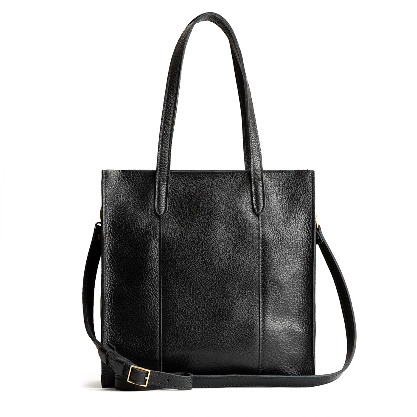  Pebbled--black*North/South  | Structured large tote bag with overlapping panels and crossbody strap