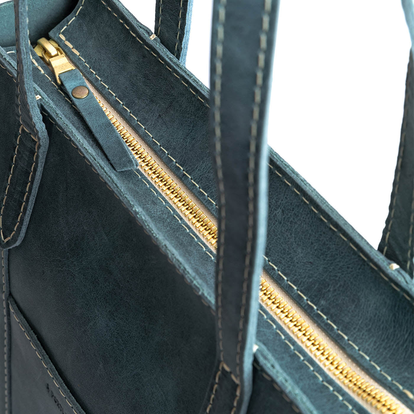  Aqua North/South | Structured large tote bag with overlapping panels and crossbody strap