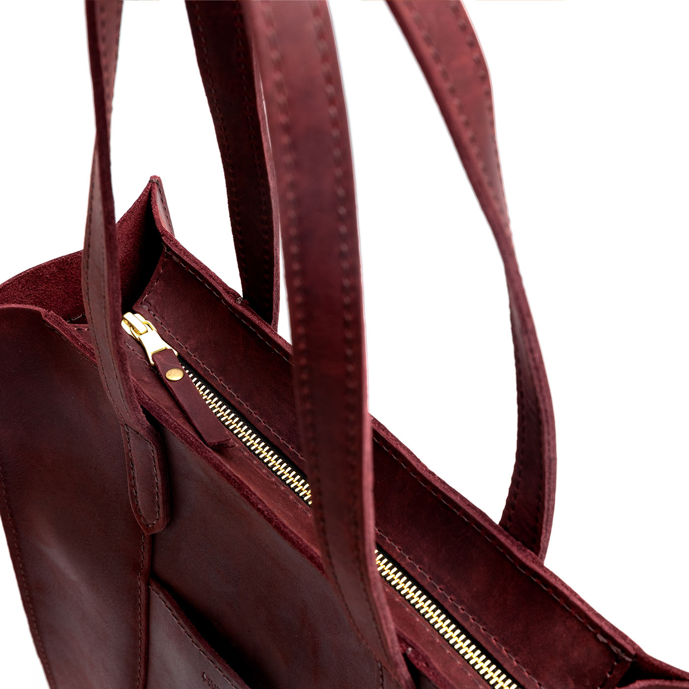  Merlot North/South | Structured large tote bag with overlapping panels and crossbody strap