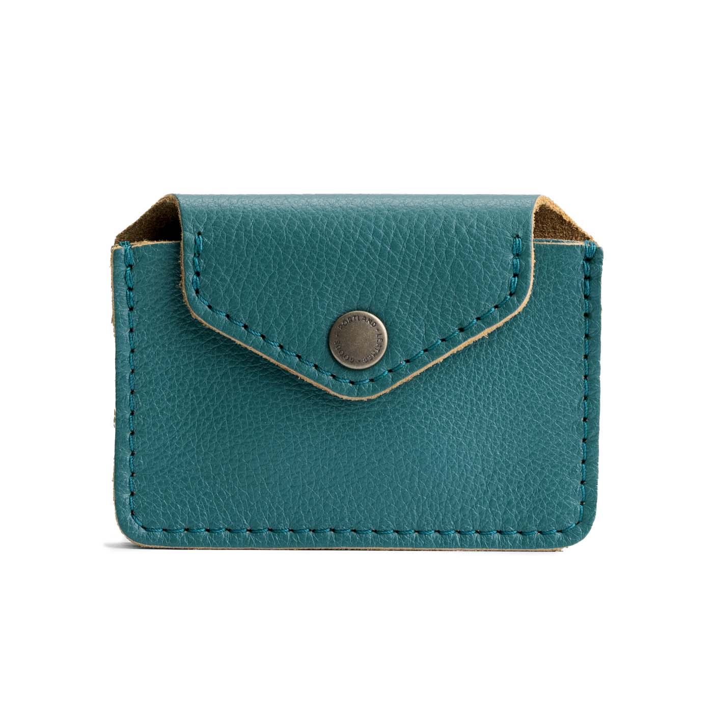 Turquoise | Small leather wallet with snap closure