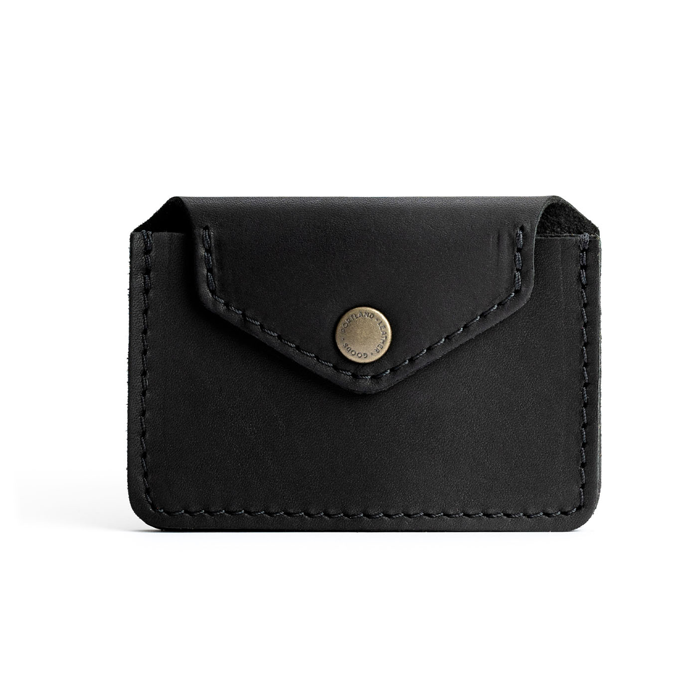 Black | Small leather wallet with snap closure