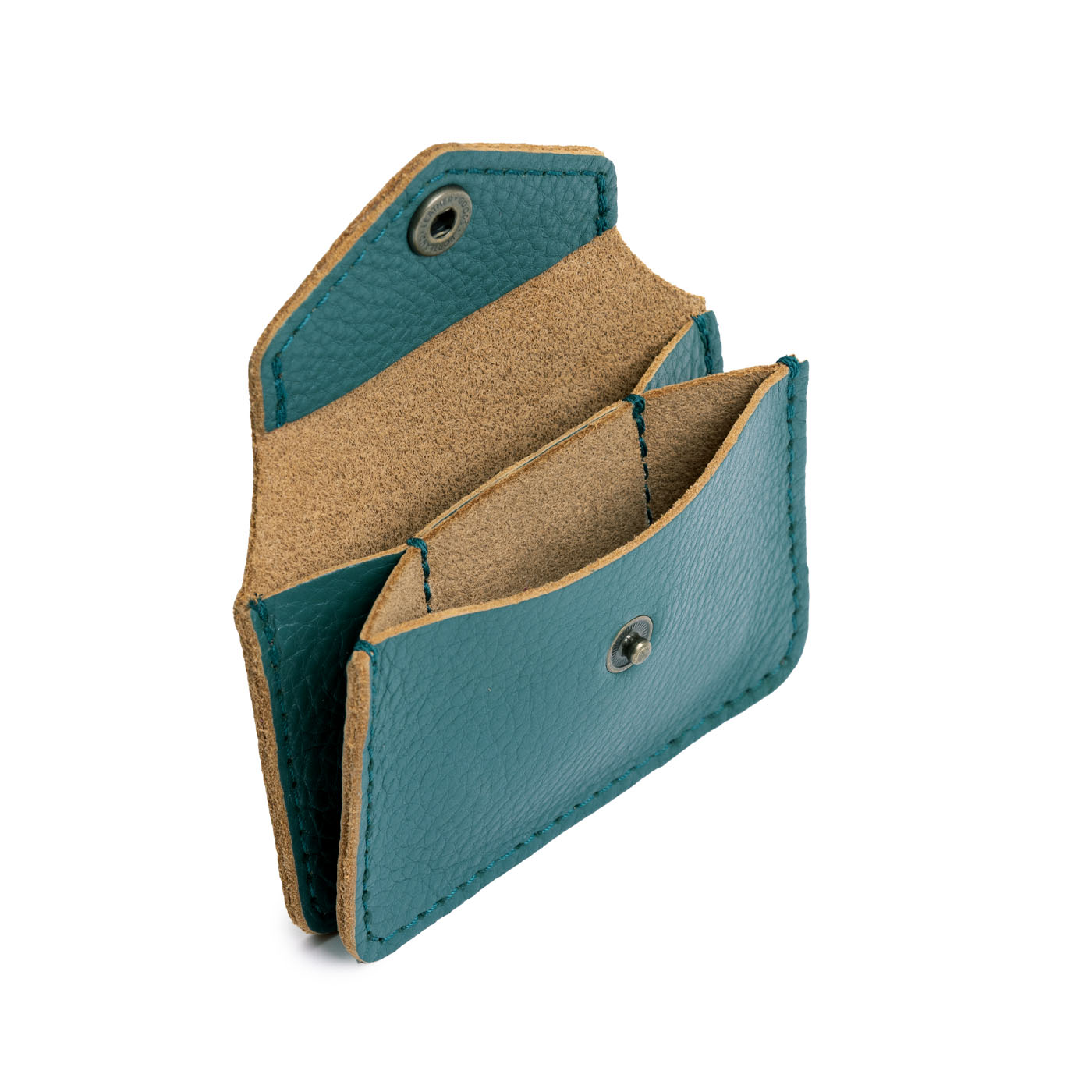 Turquoise Classic | Small leather wallet with snap closure