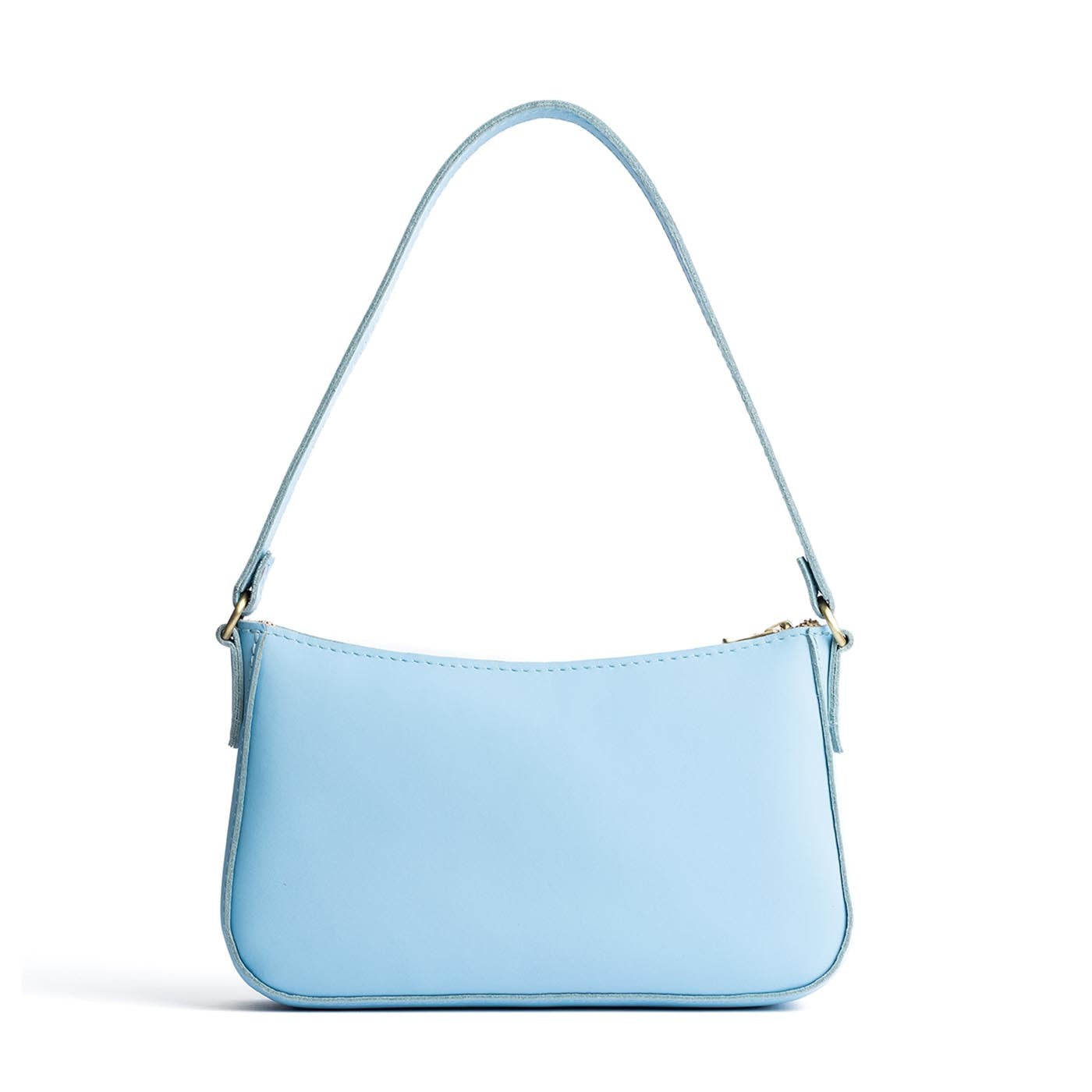 Glacial Blue | Petite bean shaped shoulder bag with a zipper closure