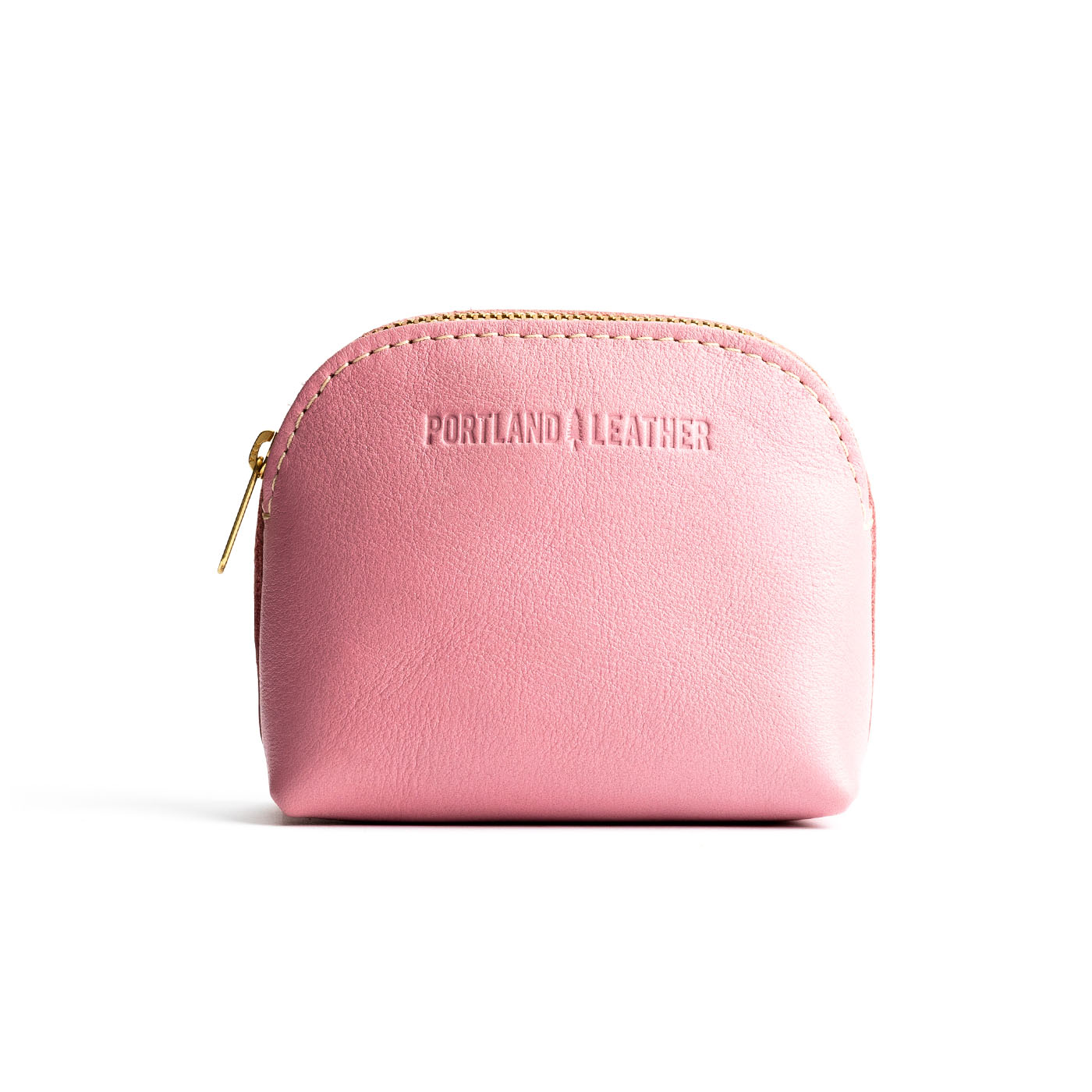 Vintage Pink Mini | Compact leather pouch with top zipper