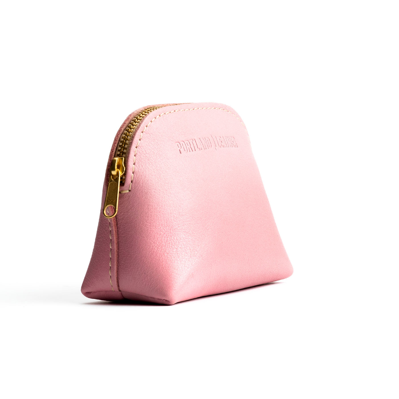 Vintage Pink Mini | Compact leather pouch with top zipper