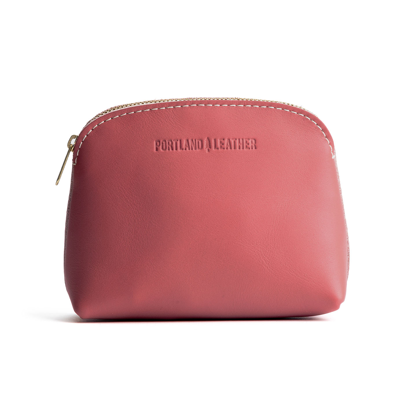 Begonia Classic | Compact leather pouch with top zipper