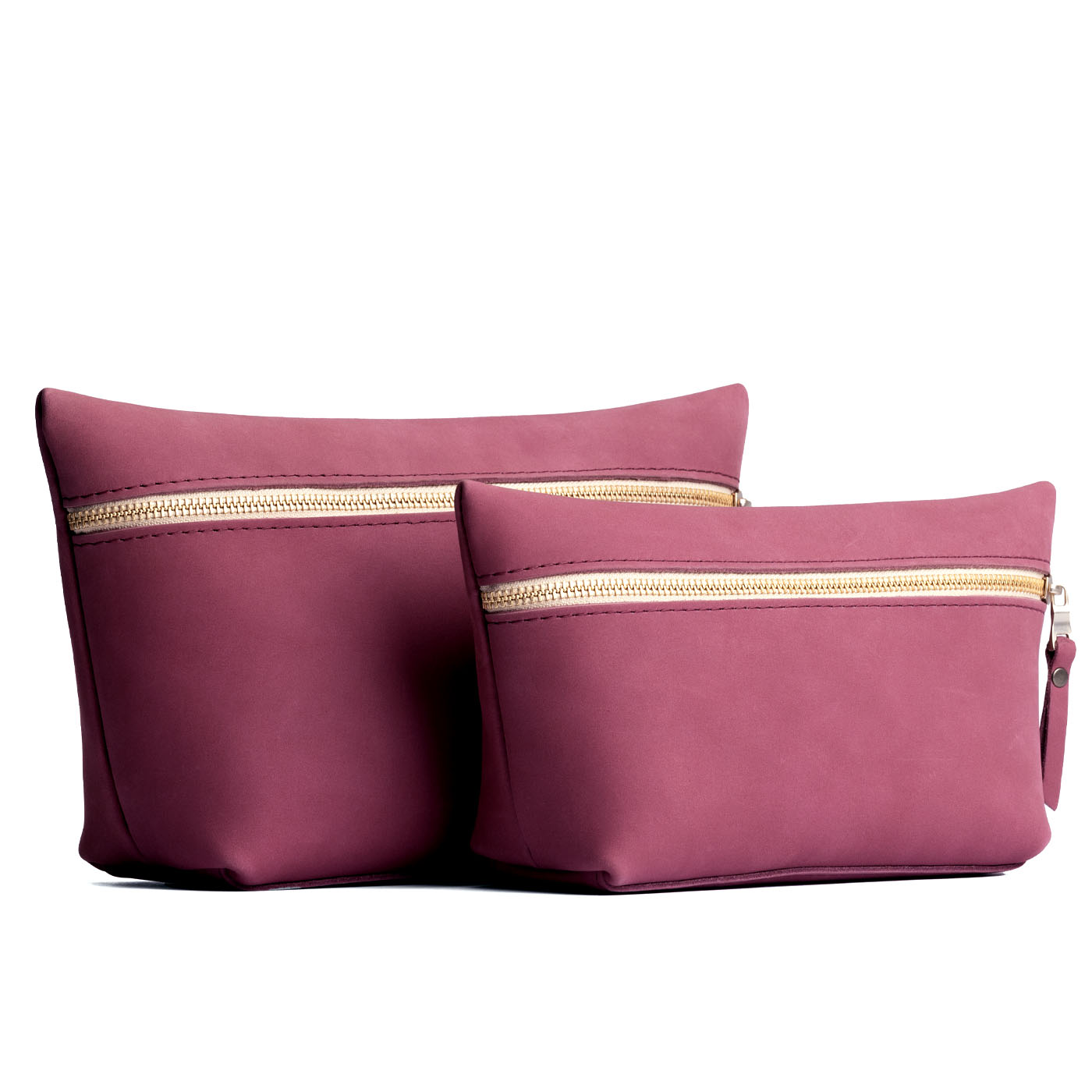 Foxglove | Large leather makeup bag with zipper