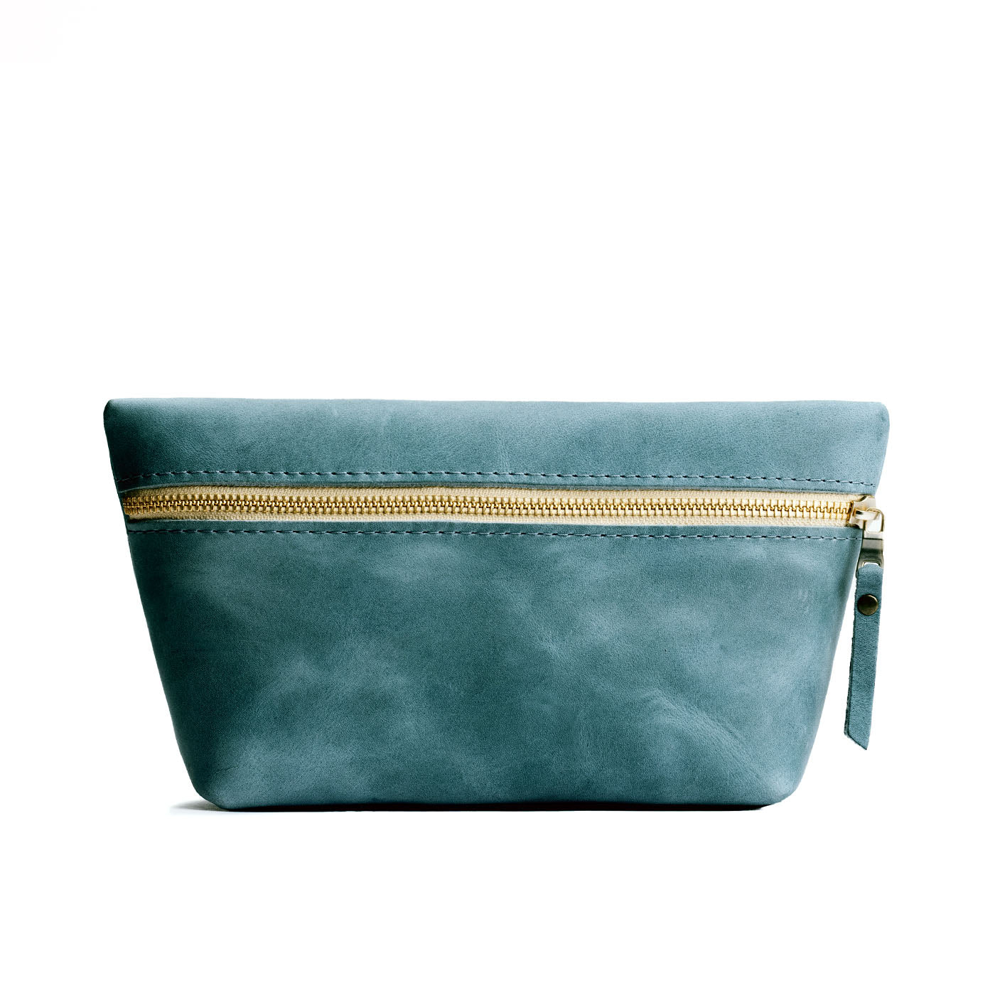 Aqua*Large | Large leather makeup bag with zipper